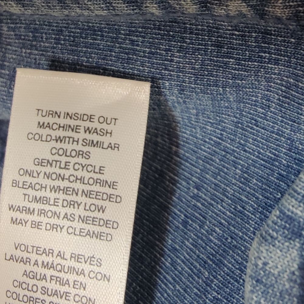 Zenergy by Chico's French Terry Indigo Stretch Embroidered Jean Jacket, Sz 1 (M) - Picture 10 of 10